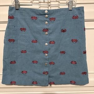 Lilly Pulitzer Chambray Embroidered Crab Skirt White Label